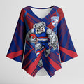 Western Bulldogs Australian Football Kimono Sleeve Blouse Aggressive Bulldog Mascot - Bold Team Colors