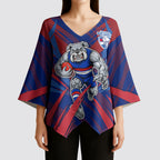 Western Bulldogs Australian Football Kimono Sleeve Blouse Aggressive Bulldog Mascot - Bold Team Colors