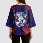 Western Bulldogs Australian Football Kimono Sleeve Blouse Aggressive Bulldog Mascot - Bold Team Colors
