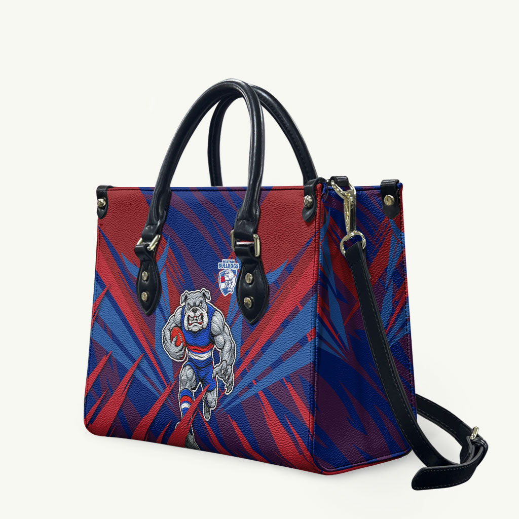 Western Bulldogs Australian Football Leather Bag Aggressive Bulldog Mascot - Bold Team Colors