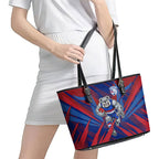 Western Bulldogs Australian Football Leather Tote Bag Aggressive Bulldog Mascot - Bold Team Colors