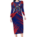 Western Bulldogs Australian Football Long Sleeve Bodycon Dress Aggressive Bulldog Mascot - Bold Team Colors
