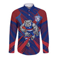 Western Bulldogs Australian Football Long Sleeve Button Shirt Aggressive Bulldog Mascot - Bold Team Colors