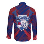 Western Bulldogs Australian Football Long Sleeve Button Shirt Aggressive Bulldog Mascot - Bold Team Colors