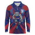 Western Bulldogs Australian Football Long Sleeve Polo Shirt Aggressive Bulldog Mascot - Bold Team Colors