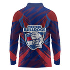 Western Bulldogs Australian Football Long Sleeve Polo Shirt Aggressive Bulldog Mascot - Bold Team Colors