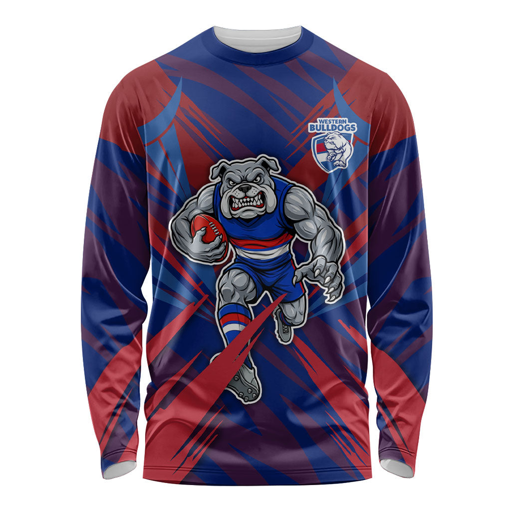 Western Bulldogs Australian Football Long Sleeve Shirt Aggressive Bulldog Mascot - Bold Team Colors