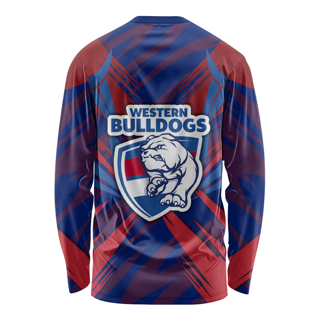 Western Bulldogs Australian Football Long Sleeve Shirt Aggressive Bulldog Mascot - Bold Team Colors
