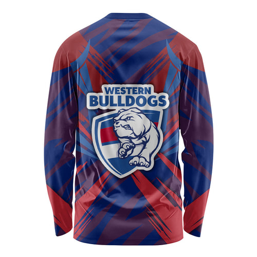 Western Bulldogs Australian Football Long Sleeve Shirt Aggressive Bulldog Mascot - Bold Team Colors