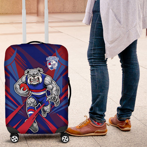 Western Bulldogs Australian Football Luggage Cover Aggressive Bulldog Mascot - Bold Team Colors
