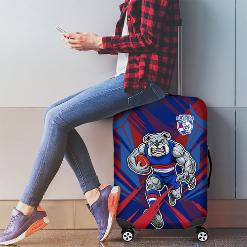 Western Bulldogs Australian Football Luggage Cover Aggressive Bulldog Mascot - Bold Team Colors