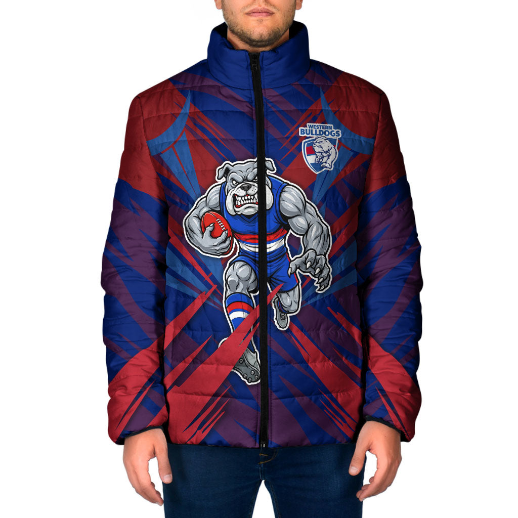 Western Bulldogs Australian Football Padded Jacket Aggressive Bulldog Mascot - Bold Team Colors