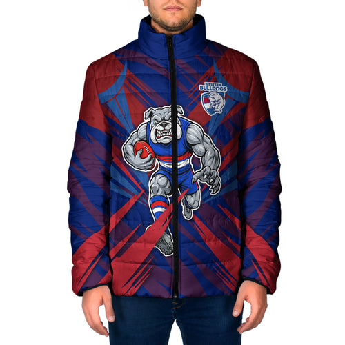 Western Bulldogs Australian Football Padded Jacket Aggressive Bulldog Mascot - Bold Team Colors