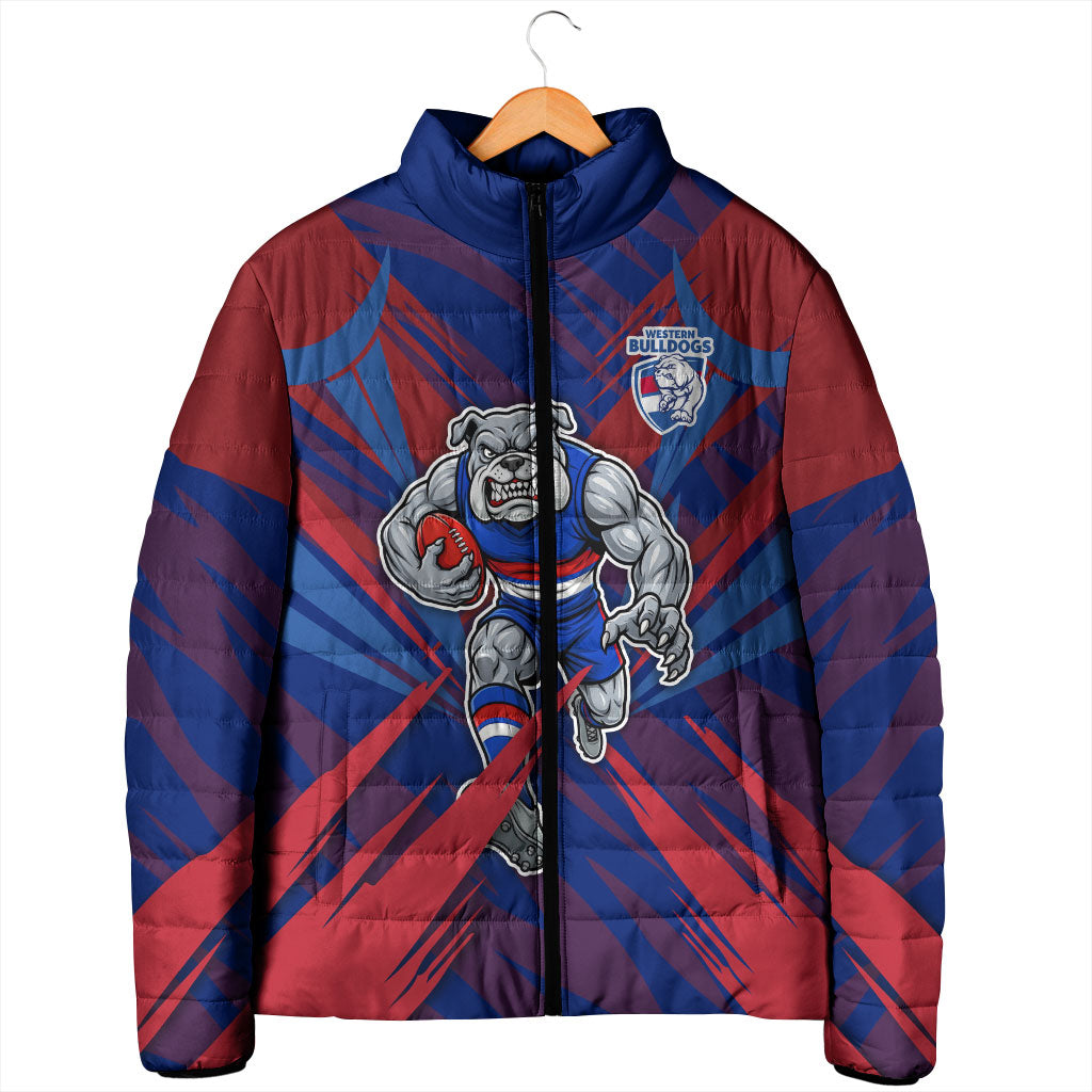 Western Bulldogs Australian Football Padded Jacket Aggressive Bulldog Mascot - Bold Team Colors