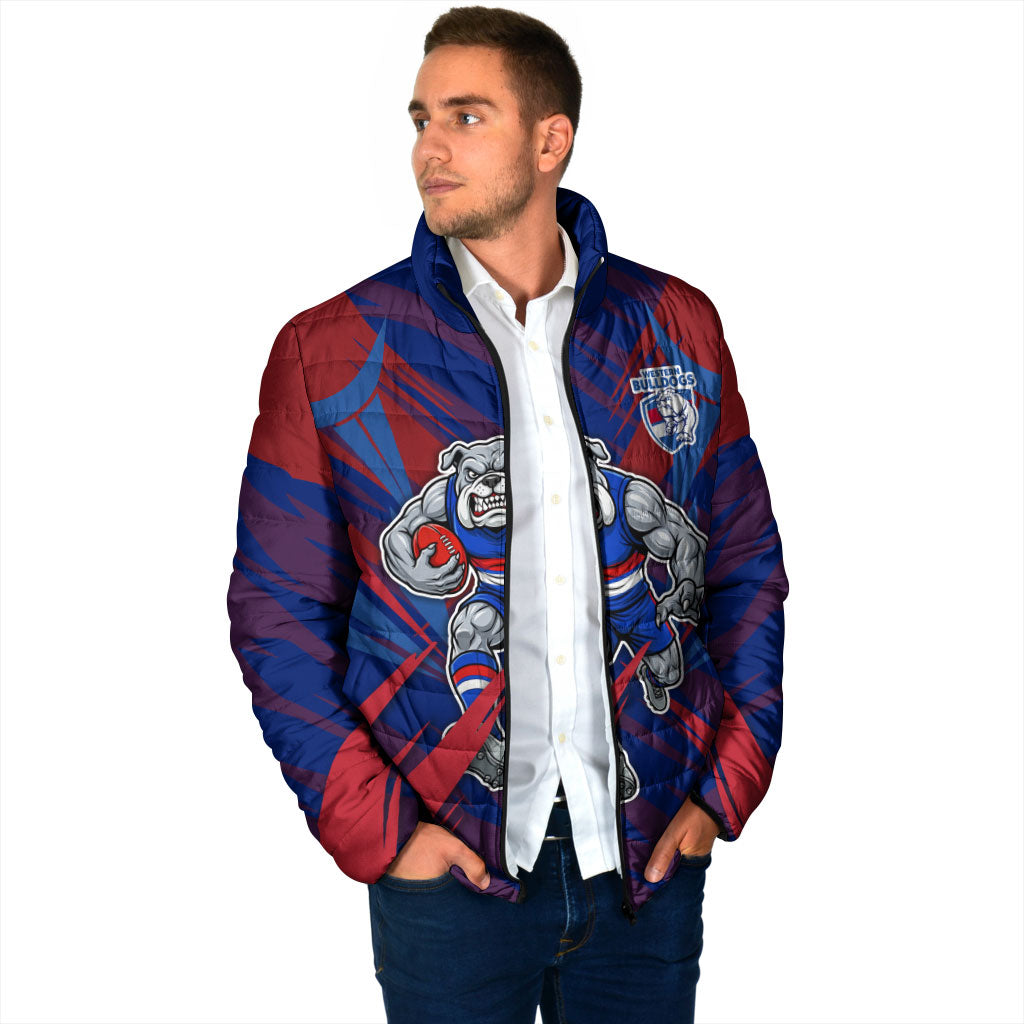 Western Bulldogs Australian Football Padded Jacket Aggressive Bulldog Mascot - Bold Team Colors