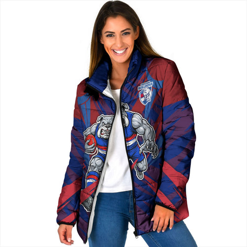Western Bulldogs Australian Football Padded Jacket Aggressive Bulldog Mascot - Bold Team Colors