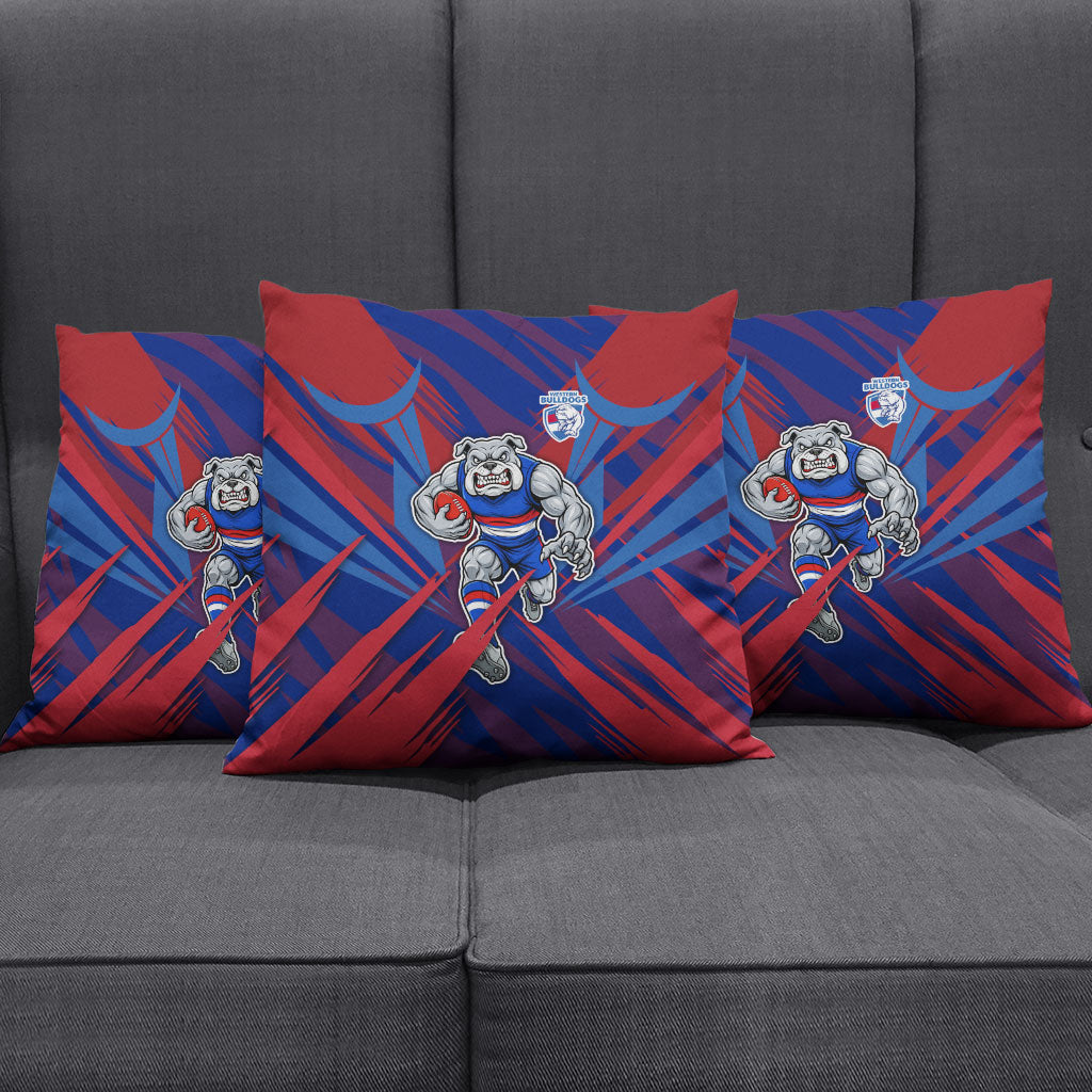 Western Bulldogs Australian Football Pillow Cover Aggressive Bulldog Mascot - Bold Team Colors