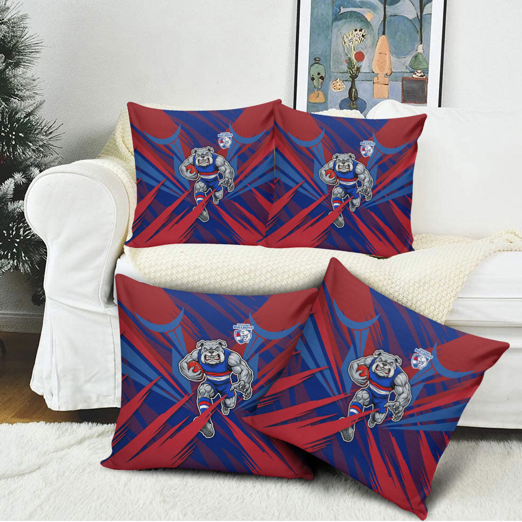 Western Bulldogs Australian Football Pillow Cover Aggressive Bulldog Mascot - Bold Team Colors