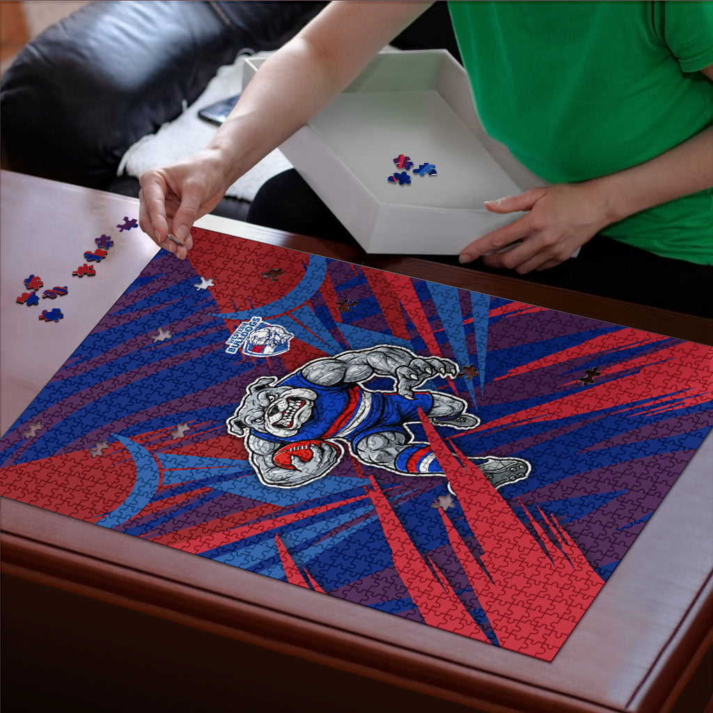 Western Bulldogs Australian Football Puzzle Aggressive Bulldog Mascot - Bold Team Colors
