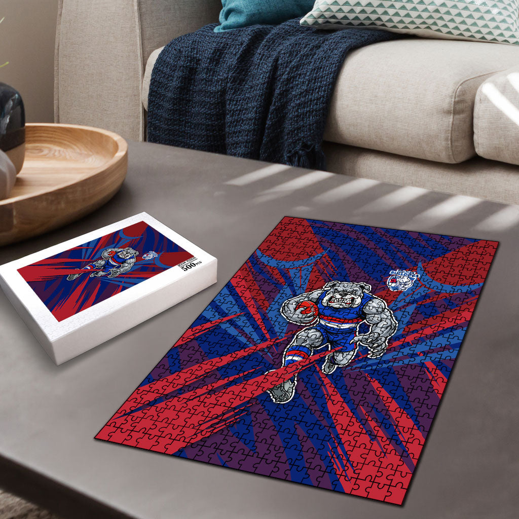 Western Bulldogs Australian Football Puzzle Aggressive Bulldog Mascot - Bold Team Colors