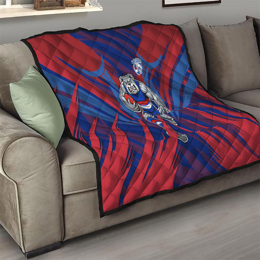 Western Bulldogs Australian Football Quilt Aggressive Bulldog Mascot - Bold Team Colors