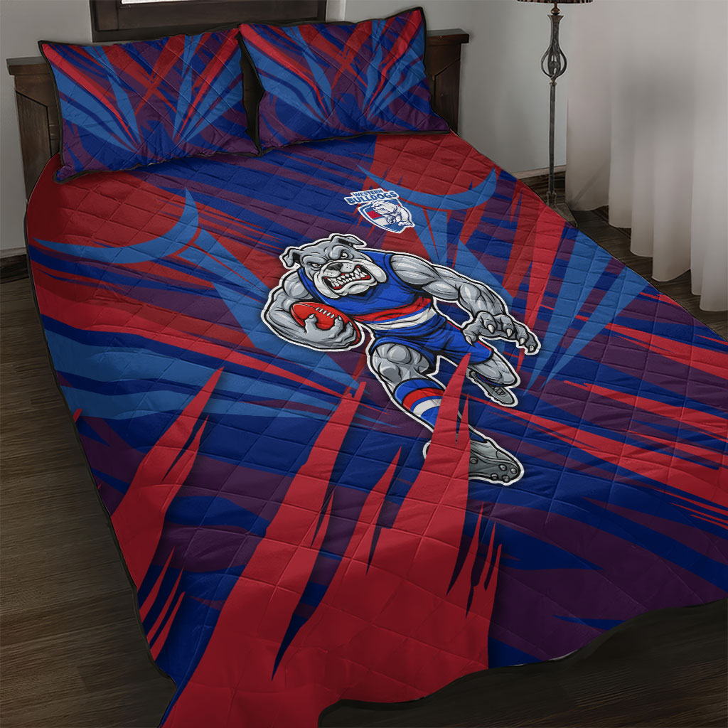 Western Bulldogs Australian Football Quilt Bed Set Aggressive Bulldog Mascot - Bold Team Colors
