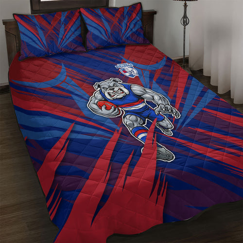 Western Bulldogs Australian Football Quilt Bed Set Aggressive Bulldog Mascot - Bold Team Colors