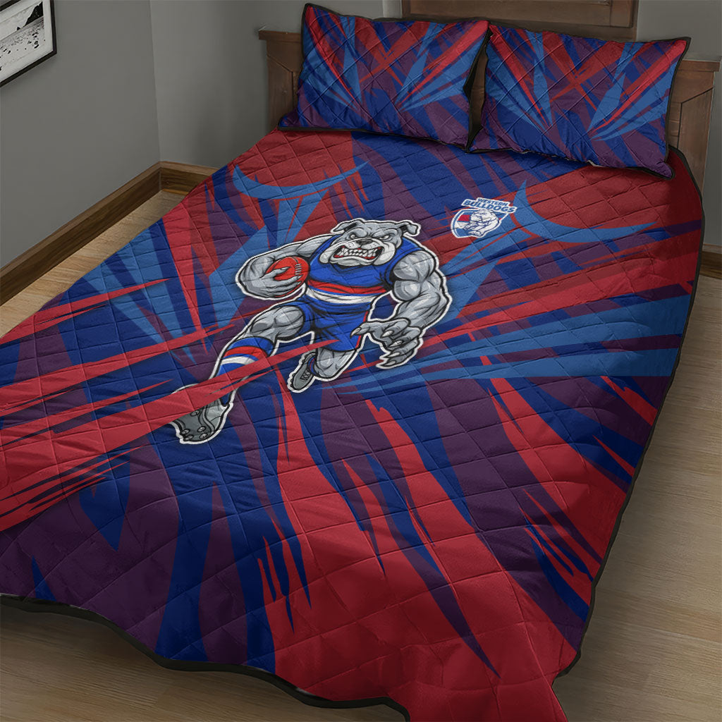 Western Bulldogs Australian Football Quilt Bed Set Aggressive Bulldog Mascot - Bold Team Colors