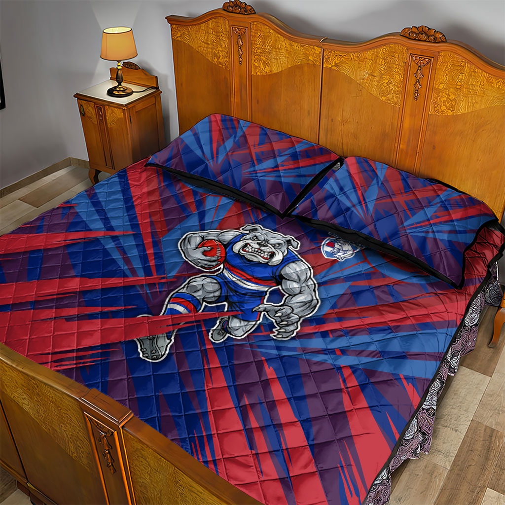 Western Bulldogs Australian Football Quilt Bed Set Aggressive Bulldog Mascot - Bold Team Colors