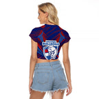 Western Bulldogs Australian Football Raglan Cropped T Shirt Aggressive Bulldog Mascot - Bold Team Colors