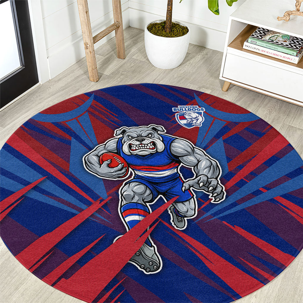 Western Bulldogs Australian Football Round Carpet Aggressive Bulldog Mascot - Bold Team Colors