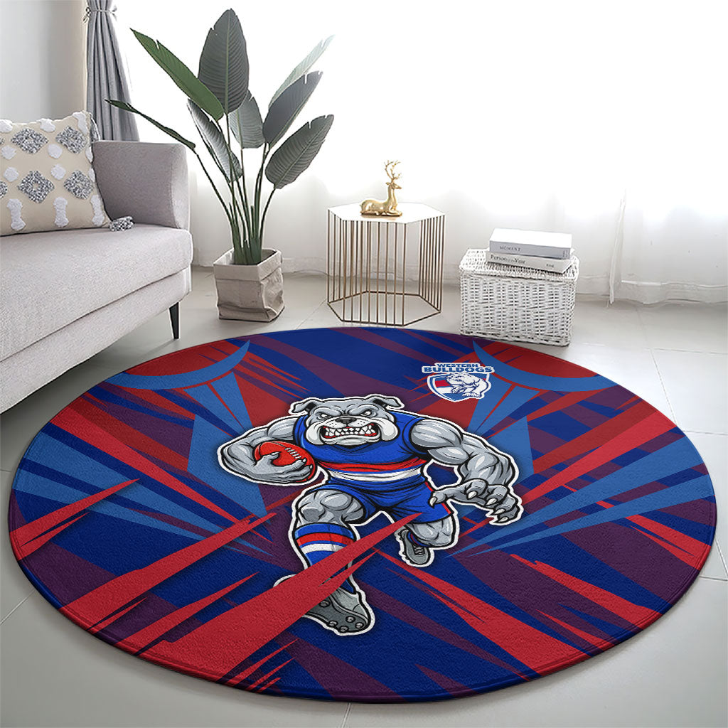 Western Bulldogs Australian Football Round Carpet Aggressive Bulldog Mascot - Bold Team Colors