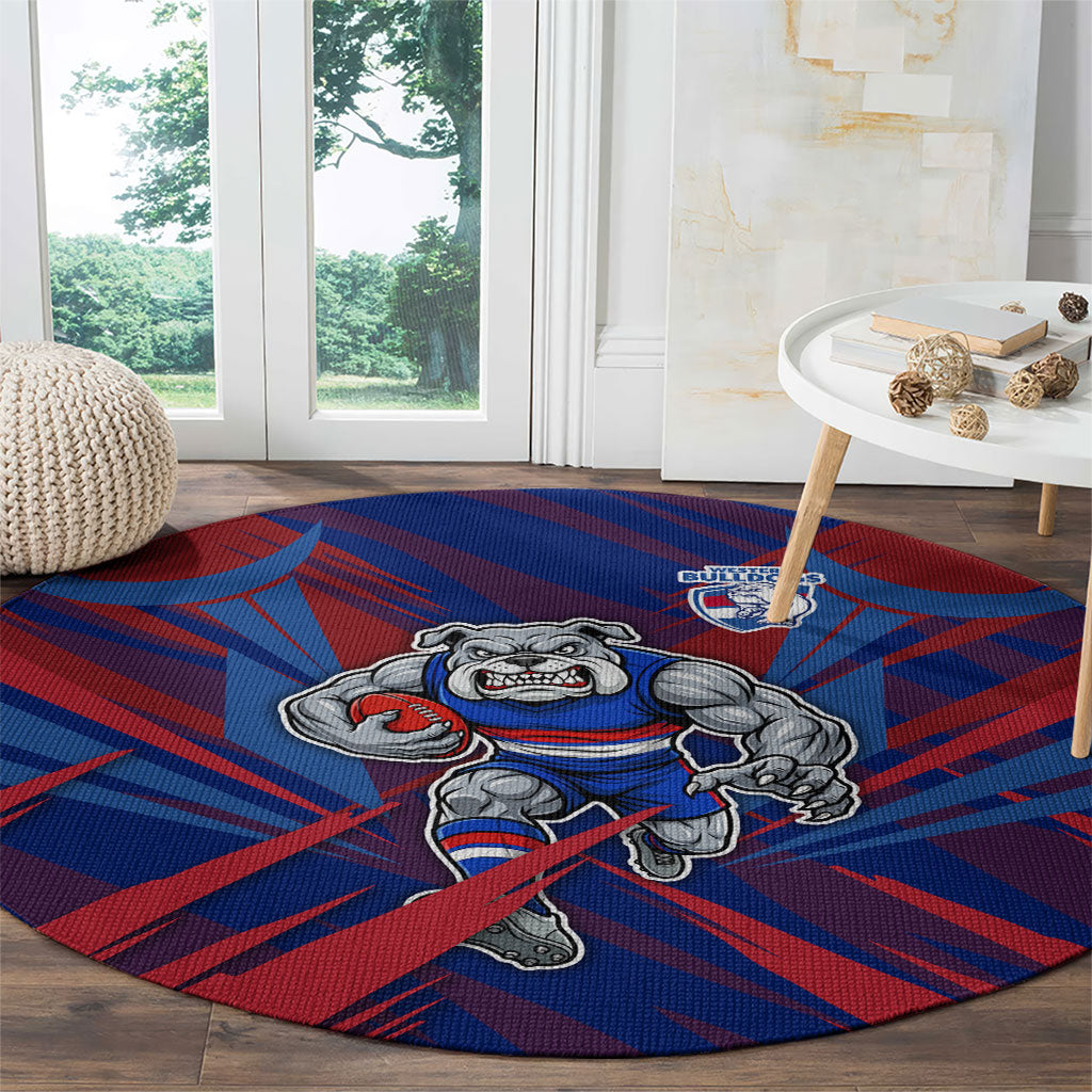 Western Bulldogs Australian Football Round Carpet Aggressive Bulldog Mascot - Bold Team Colors