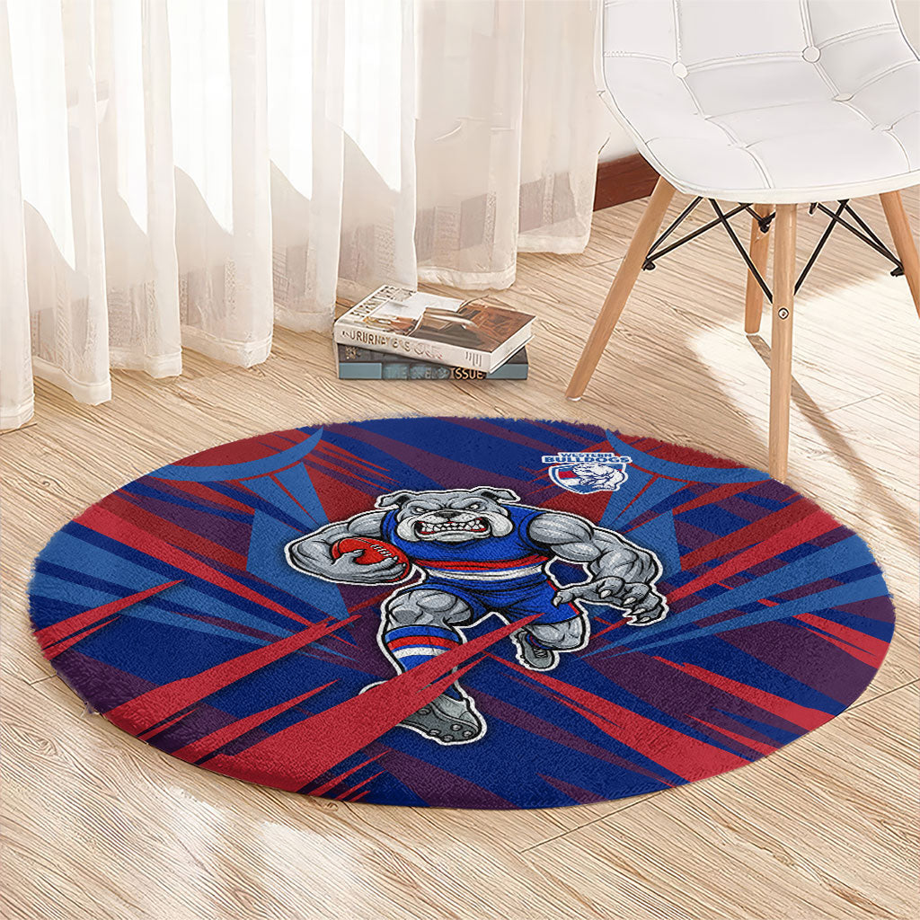 Western Bulldogs Australian Football Round Carpet Aggressive Bulldog Mascot - Bold Team Colors