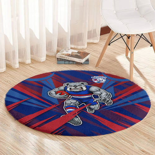 Western Bulldogs Australian Football Round Carpet Aggressive Bulldog Mascot - Bold Team Colors