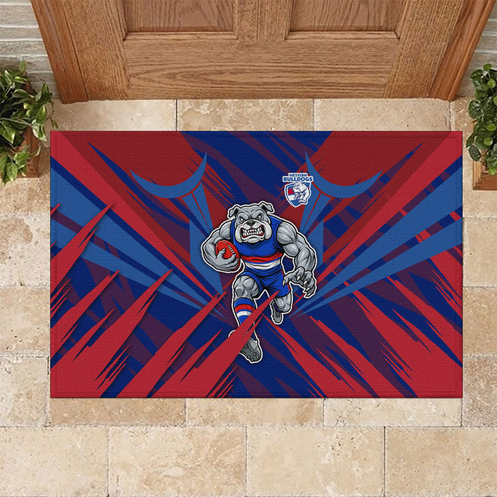 Western Bulldogs Australian Football Rubber Doormat Aggressive Bulldog Mascot - Bold Team Colors