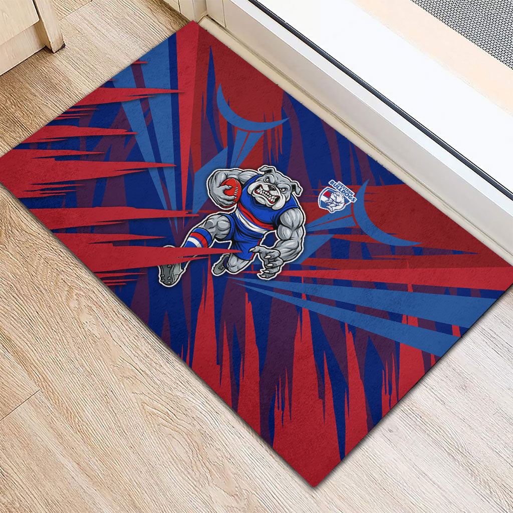 Western Bulldogs Australian Football Rubber Doormat Aggressive Bulldog Mascot - Bold Team Colors