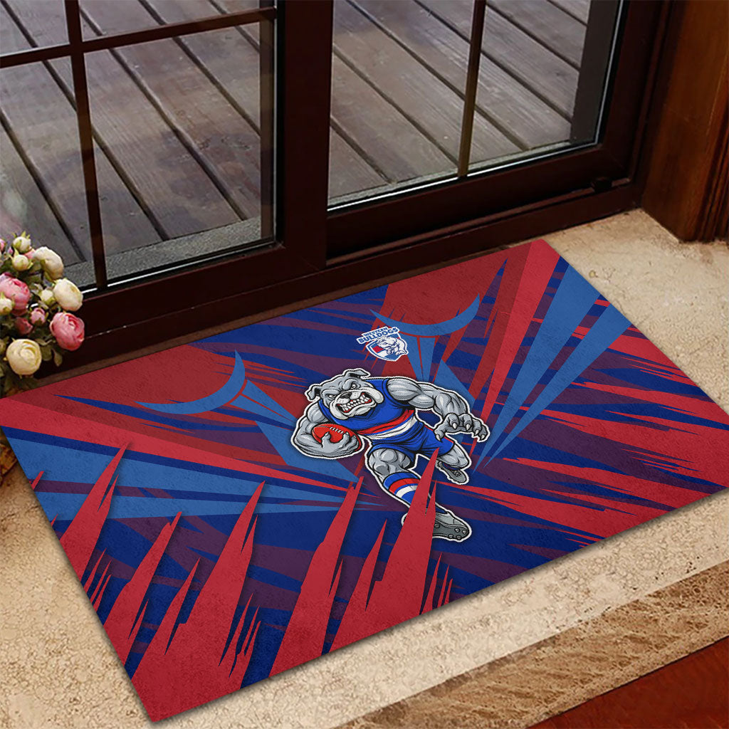 Western Bulldogs Australian Football Rubber Doormat Aggressive Bulldog Mascot - Bold Team Colors
