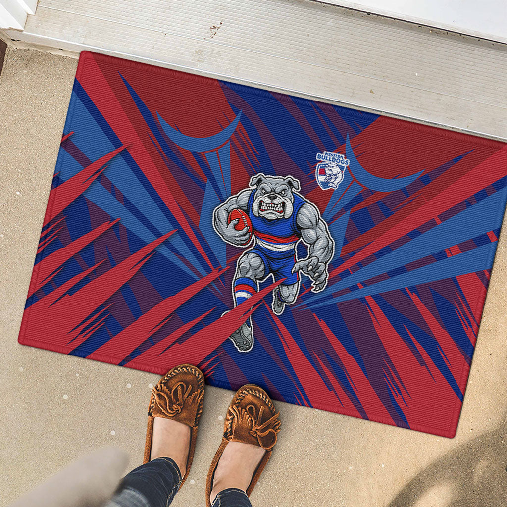 Western Bulldogs Australian Football Rubber Doormat Aggressive Bulldog Mascot - Bold Team Colors