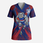 Western Bulldogs Australian Football Scrub Top Aggressive Bulldog Mascot - Bold Team Colors