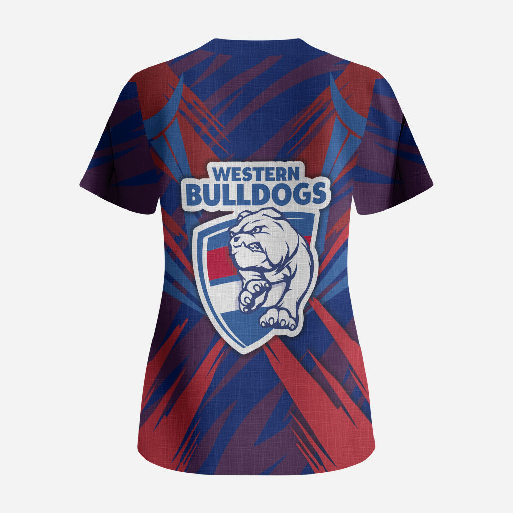 Western Bulldogs Australian Football Scrub Top Aggressive Bulldog Mascot - Bold Team Colors