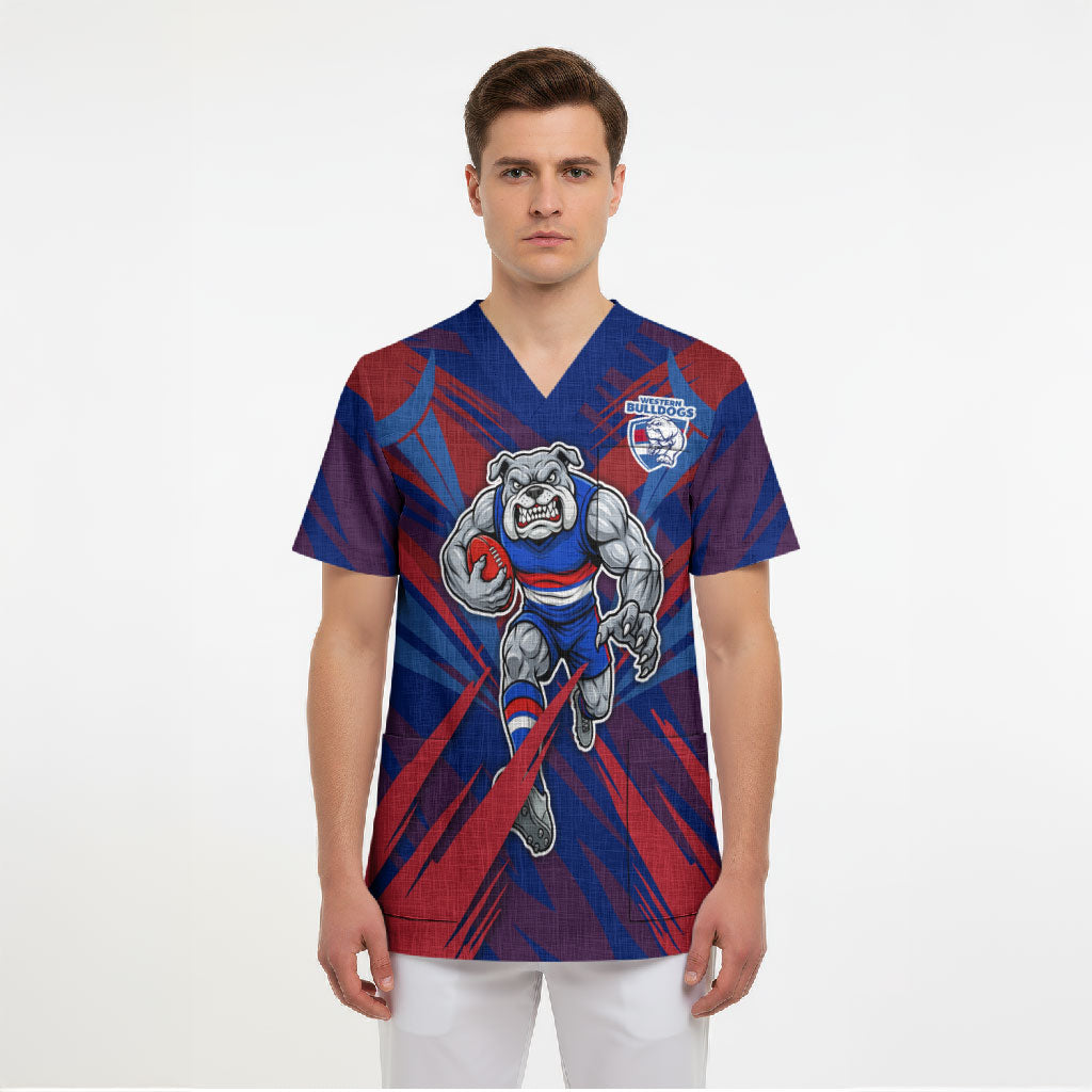 Western Bulldogs Australian Football Scrub Top Aggressive Bulldog Mascot - Bold Team Colors