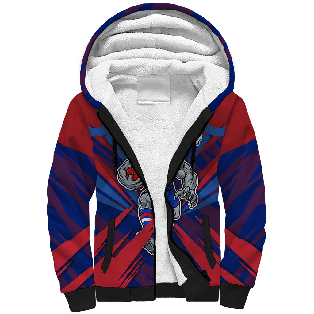 Western Bulldogs Australian Football Sherpa Hoodie Aggressive Bulldog Mascot - Bold Team Colors