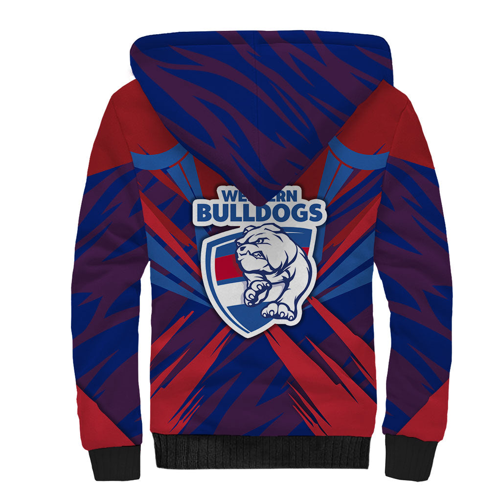 Western Bulldogs Australian Football Sherpa Hoodie Aggressive Bulldog Mascot - Bold Team Colors