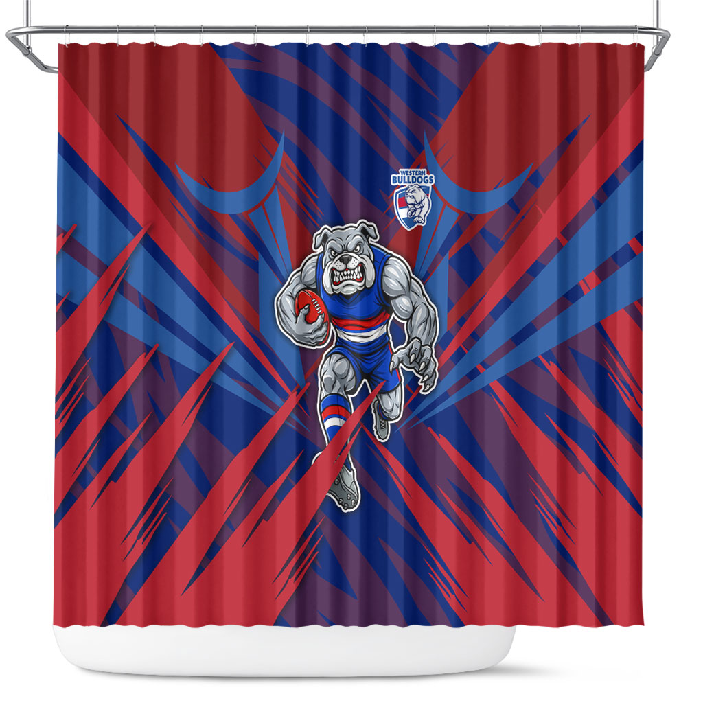 Western Bulldogs Australian Football Shower Curtain Aggressive Bulldog Mascot - Bold Team Colors