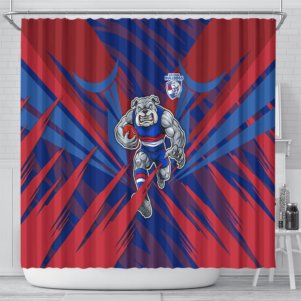 Western Bulldogs Australian Football Shower Curtain Aggressive Bulldog Mascot - Bold Team Colors