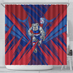 Western Bulldogs Australian Football Shower Curtain Aggressive Bulldog Mascot - Bold Team Colors