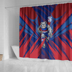 Western Bulldogs Australian Football Shower Curtain Aggressive Bulldog Mascot - Bold Team Colors