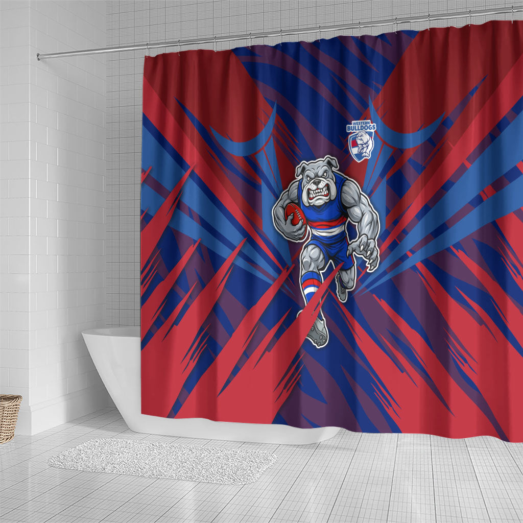 Western Bulldogs Australian Football Shower Curtain Aggressive Bulldog Mascot - Bold Team Colors