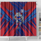 Western Bulldogs Australian Football Shower Curtain Aggressive Bulldog Mascot - Bold Team Colors